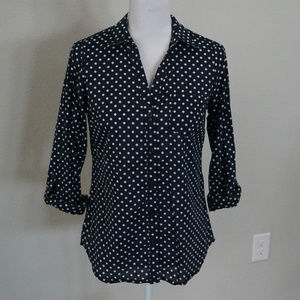 The Limited Navy & White Polka-Dot Button-Up - S
